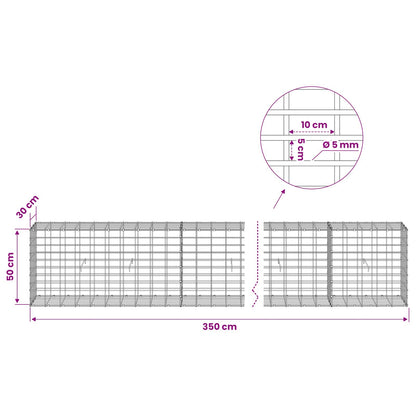Gabion with 5 mm Wire and 5x10 cm Mesh 350x30x50 cm