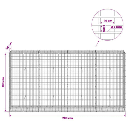 Gabion with 5 mm Wire and 5x10 cm Mesh 200x30x100 cm
