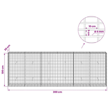 Gabion with 5 mm Wire and 5x10 cm Mesh 300x30x100 cm