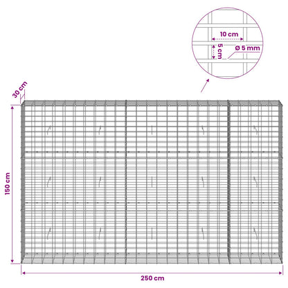 Gabion with 5 mm Wire and 5x10 cm Mesh 250x30x150 cm