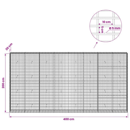 Gabion with 5 mm Wire and 5x10 cm Mesh 400x30x200 cm