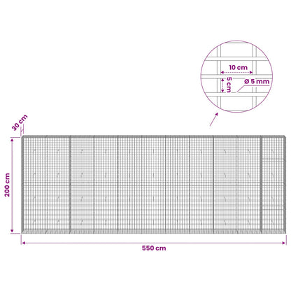 Gabion with 5 mm Wire and 5x10 cm Mesh 550x30x200 cm