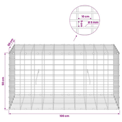 Gabion with 5 mm Wire and 5x10 cm Mesh 100x50x50 cm