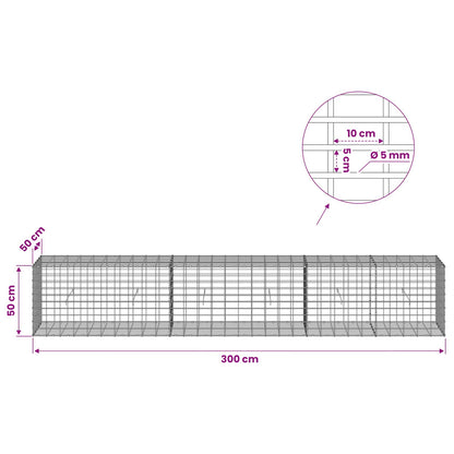 Gabion with 5 mm Wire and 5x10 cm Mesh 300x50x50 cm