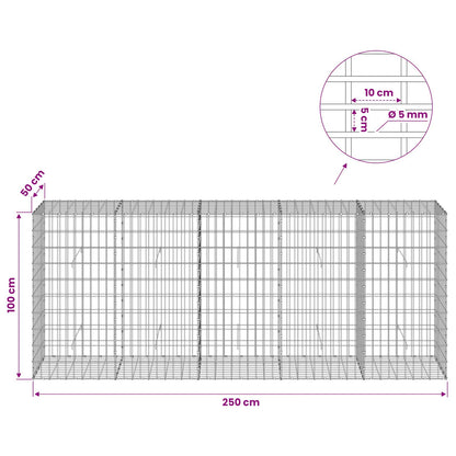 Gabion with 5 mm Wire and 5x10 cm Mesh 250x50x100 cm