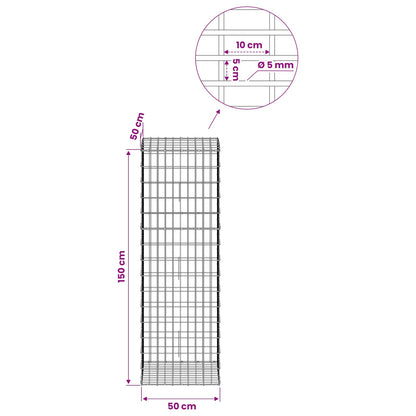 Gabion with 5 mm Wire and 5x10 cm Mesh 50x50x150 cm
