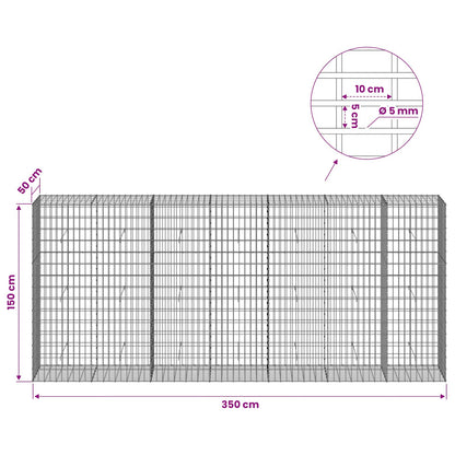 Gabion with 5 mm Wire and 5x10 cm Mesh 350x50x150 cm