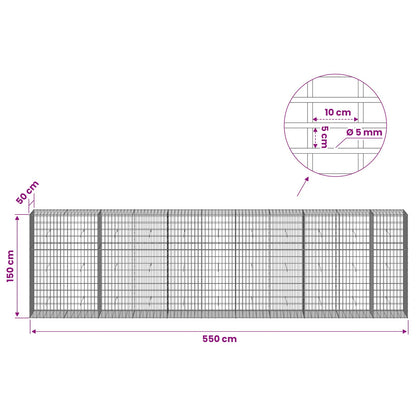 Gabion with 5 mm Wire and 5x10 cm Mesh 550x50x150 cm