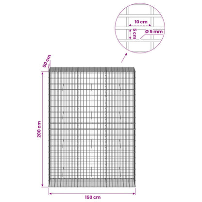 Gabion with 5 mm Wire and 5x10 cm Mesh 150x50x200 cm