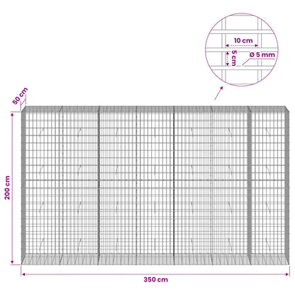 Gabion with 5 mm Wire and 5x10 cm Mesh 350x50x200 cm