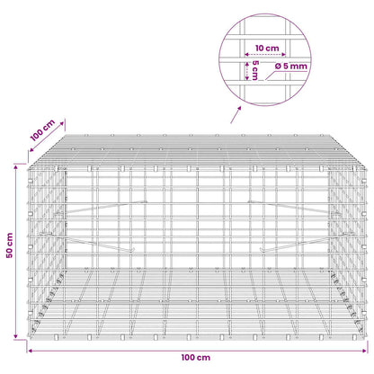 Gabion with 5 mm Wire and 5x10 cm Mesh 100x100x50 cm