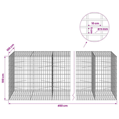 Gabion with 5 mm Wire and 5x10 cm Mesh 450x100x100 cm