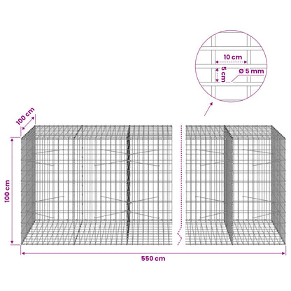 Gabion with 5 mm Wire and 5x10 cm Mesh 550x100x100 cm