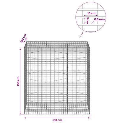 Gabion with 5 mm Wire and 5x10 cm Mesh 150x100x150 cm