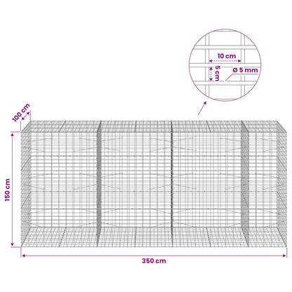 Gabion with 5 mm Wire and 5x10 cm Mesh 350x100x150 cm