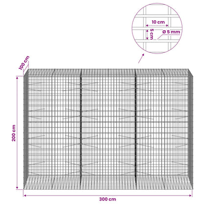 Gabion with 5 mm Wire and 5x10 cm Mesh 300x100x200 cm