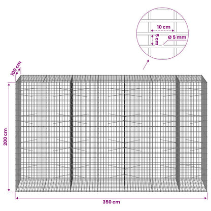 Gabion with 5 mm Wire and 5x10 cm Mesh 350x100x200 cm