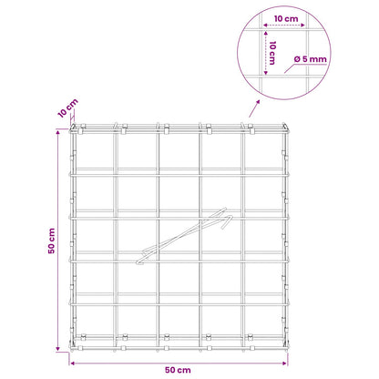 Gabion with 5 mm Wire and 10x10 cm Mesh 50x10x50 cm