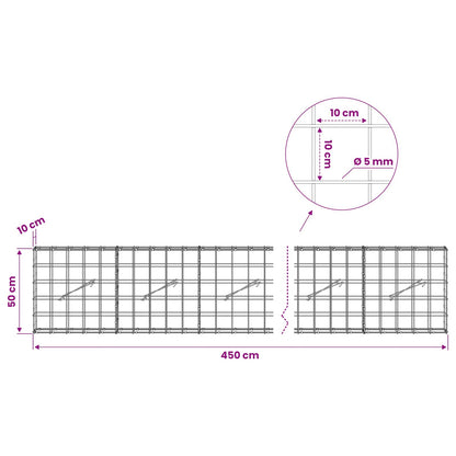 Gabion with 5 mm Wire and 10x10 cm Mesh 450x10x50 cm
