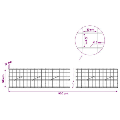 Gabion with 5 mm Wire and 10x10 cm Mesh 900x10x50 cm
