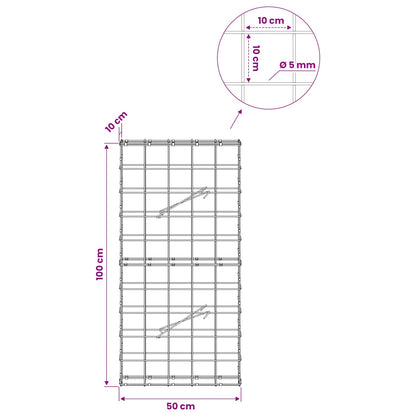 Gabion with 5 mm Wire and 10x10 cm Mesh 50x10x100 cm