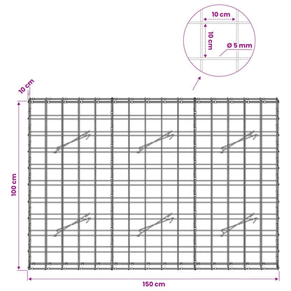Gabion with 5 mm Wire and 10x10 cm Mesh 150x10x100 cm