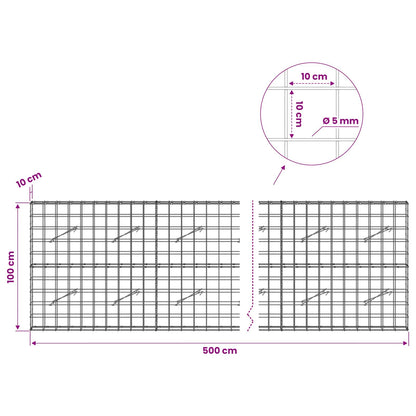 Gabion with 5 mm Wire and 10x10 cm Mesh 500x10x100 cm