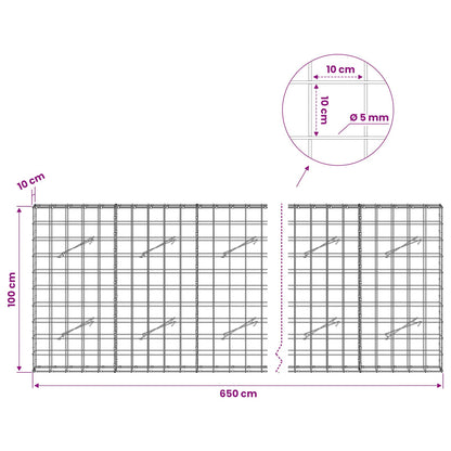 Gabion with 5 mm Wire and 10x10 cm Mesh 650x10x100 cm