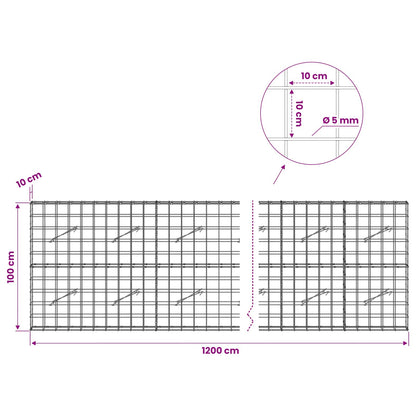 Gabion with 5 mm Wire and 10x10 cm Mesh 1200x10x100 cm