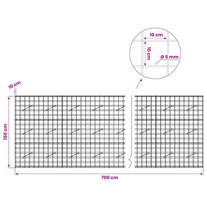 Gabion with 5 mm Wire and 10x10 cm Mesh 700x10x150 cm