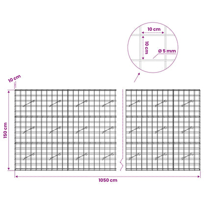 Gabion with 5 mm Wire and 10x10 cm Mesh 1050x10x150 cm