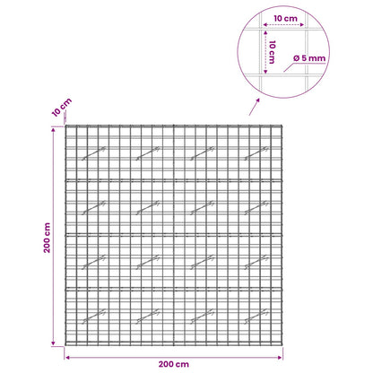 Gabion with 5 mm Wire and 10x10 cm Mesh 200x10x200 cm