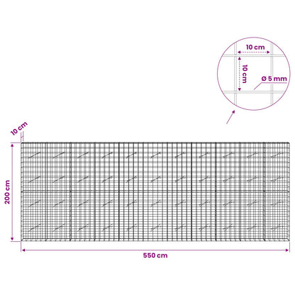Gabion with 5 mm Wire and 10x10 cm Mesh 550x10x200 cm