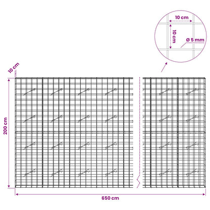 Gabion with 5 mm Wire and 10x10 cm Mesh 650x10x200 cm