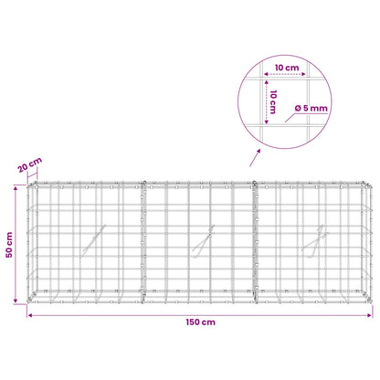Gabion with 5 mm Wire and 10x10 cm Mesh 150x20x50 cm