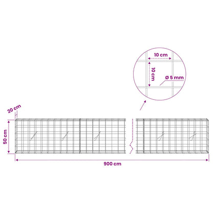 Gabion with 5 mm Wire and 10x10 cm Mesh 900x20x50 cm