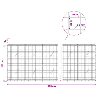 Gabion with 5 mm Wire and 10x10 cm Mesh 850x20x100 cm
