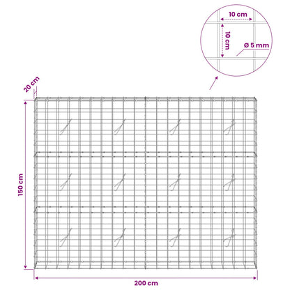 Gabion with 5 mm Wire and 10x10 cm Mesh 200x20x150 cm
