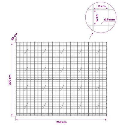 Gabion with 5 mm Wire and 10x10 cm Mesh 250x20x200 cm