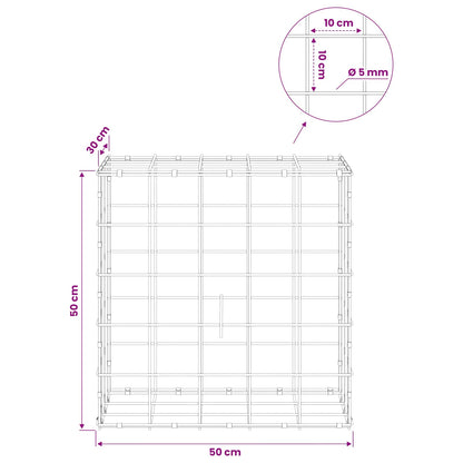 Gabion with 5 mm Wire and 10x10 cm Mesh 50x30x50 cm