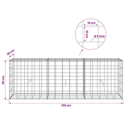 Gabion with 5 mm Wire and 10x10 cm Mesh 150x30x50 cm