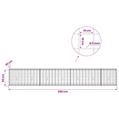 Gabion with 5 mm Wire and 10x10 cm Mesh 350x30x50 cm