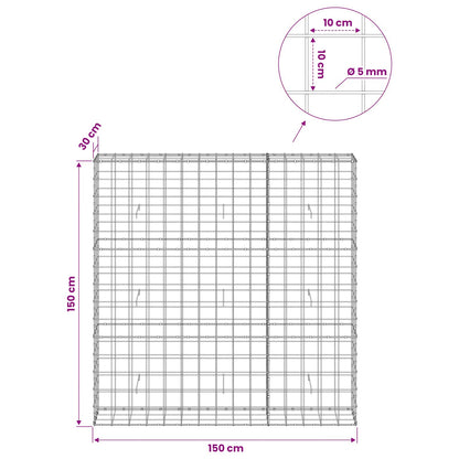 Gabion with 5 mm Wire and 10x10 cm Mesh 150x30x150 cm