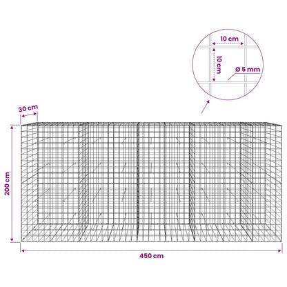 Gabion with 5 mm Wire and 10x10 cm Mesh 450x30x200 cm