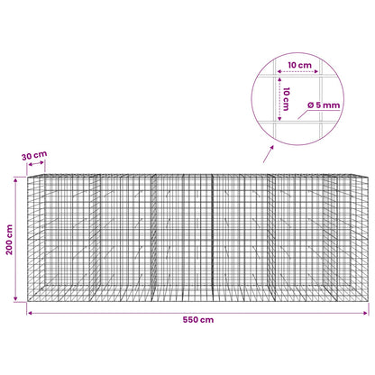 Gabion with 5 mm Wire and 10x10 cm Mesh 550x30x200 cm