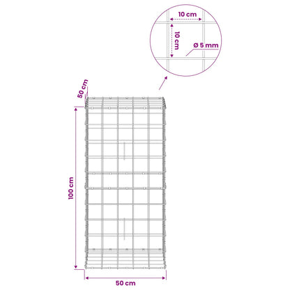 Gabion with 5 mm Wire and 10x10 cm Mesh 50x50x100 cm