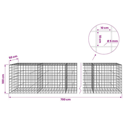 Gabion with 5 mm Wire and 10x10 cm Mesh 700x50x100 cm