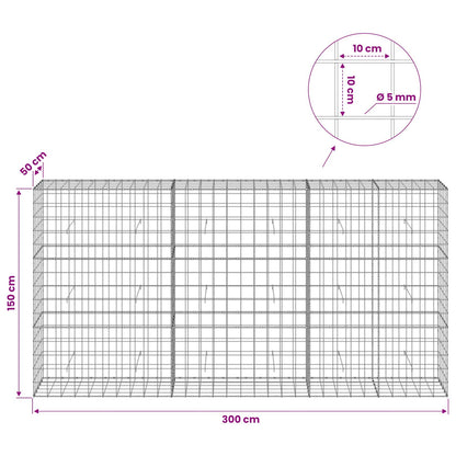 Gabion with 5 mm Wire and 10x10 cm Mesh 300x50x150 cm