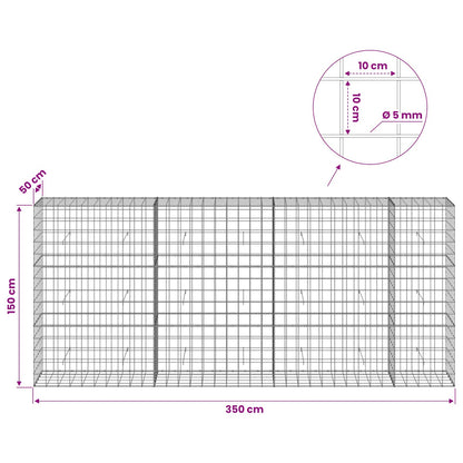 Gabion with 5 mm Wire and 10x10 cm Mesh 350x50x150 cm