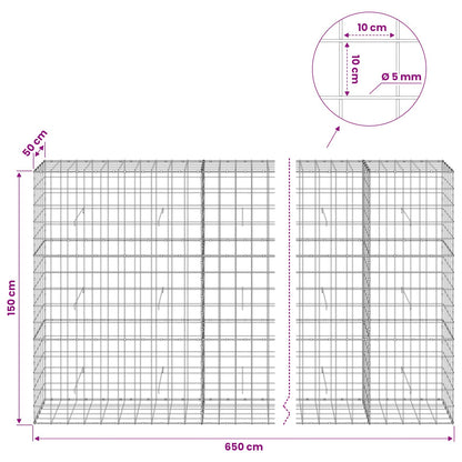 Gabion with 5 mm Wire and 10x10 cm Mesh 650x50x150 cm